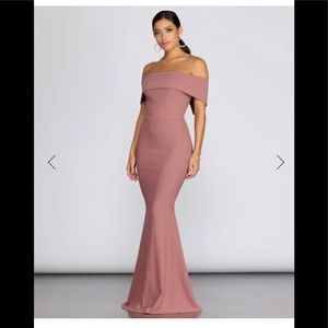 Off the shoulder Mauve long mermaid dress